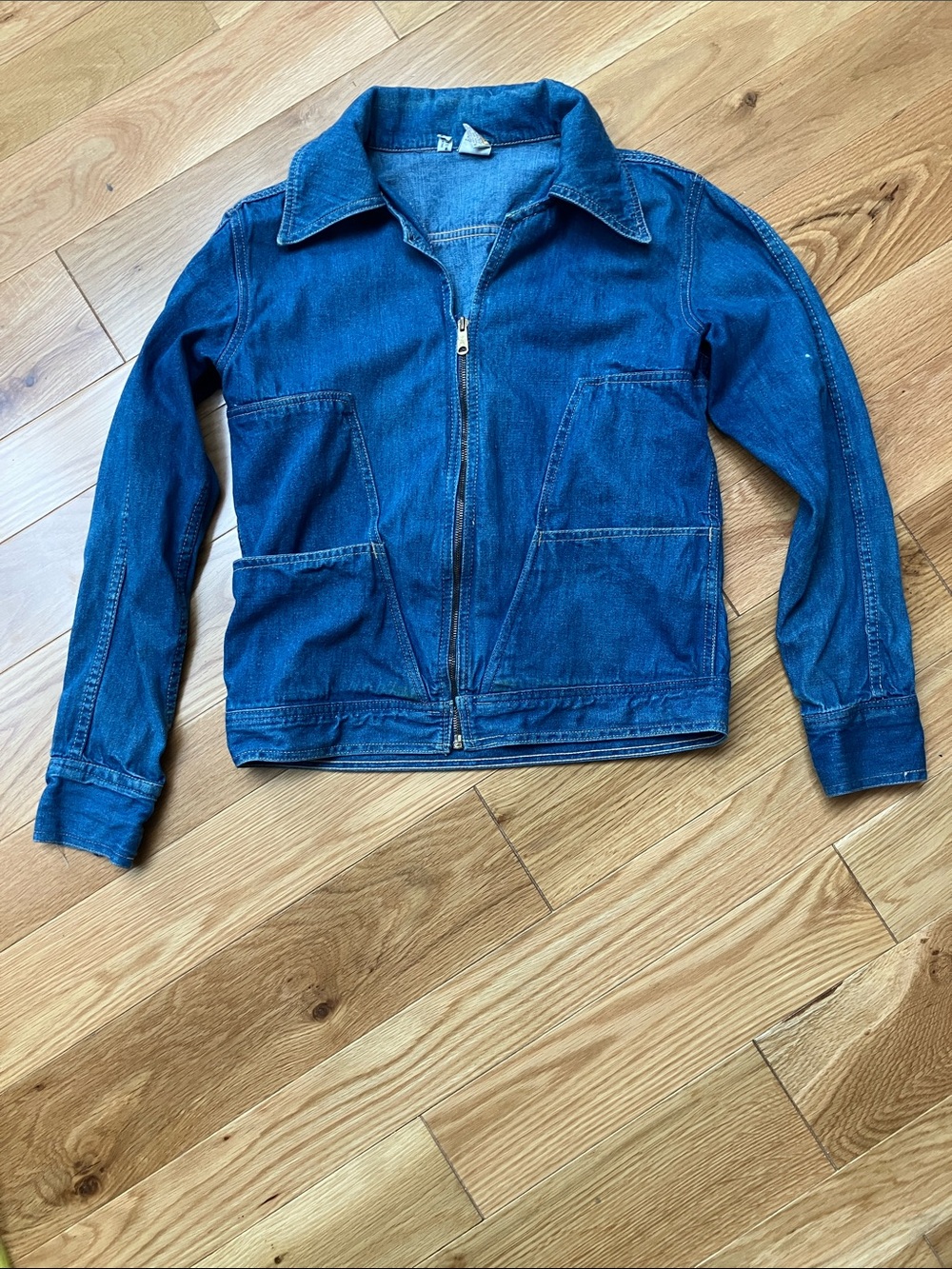 Vintage cotton Hang Ten Blue Denim Zip-Up Jacket womens M